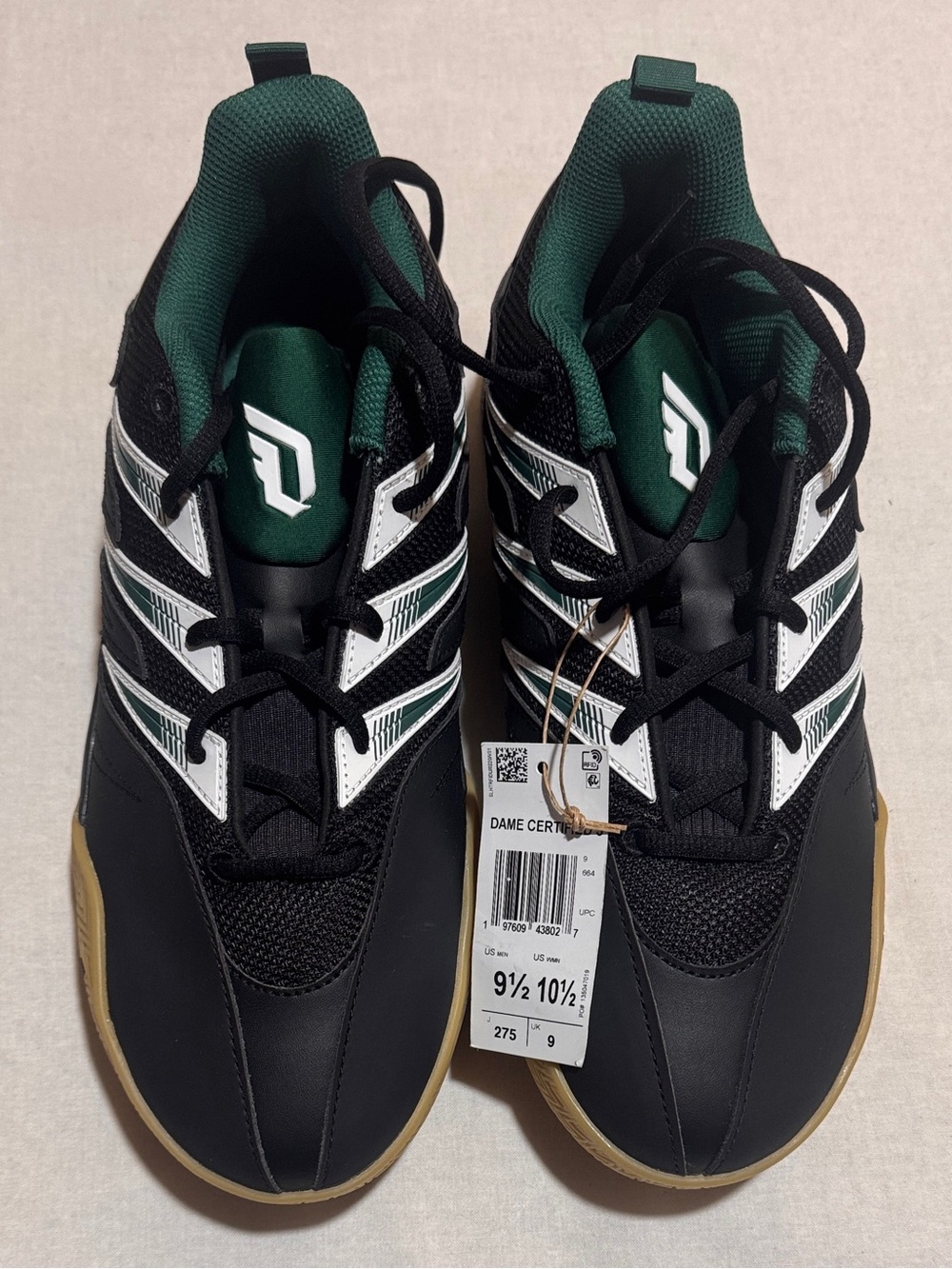 adidas Dame Certified 3 Low Black Collegiate Green Size 9.5
